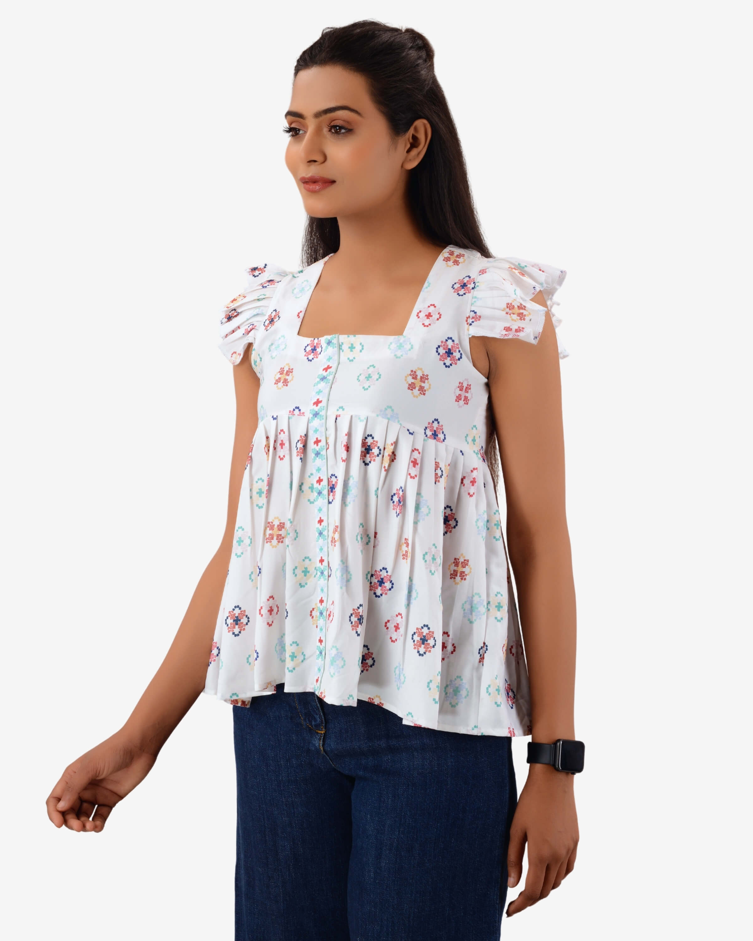 Pure Elegance: The Allure of a White Frill Layered Fita Top