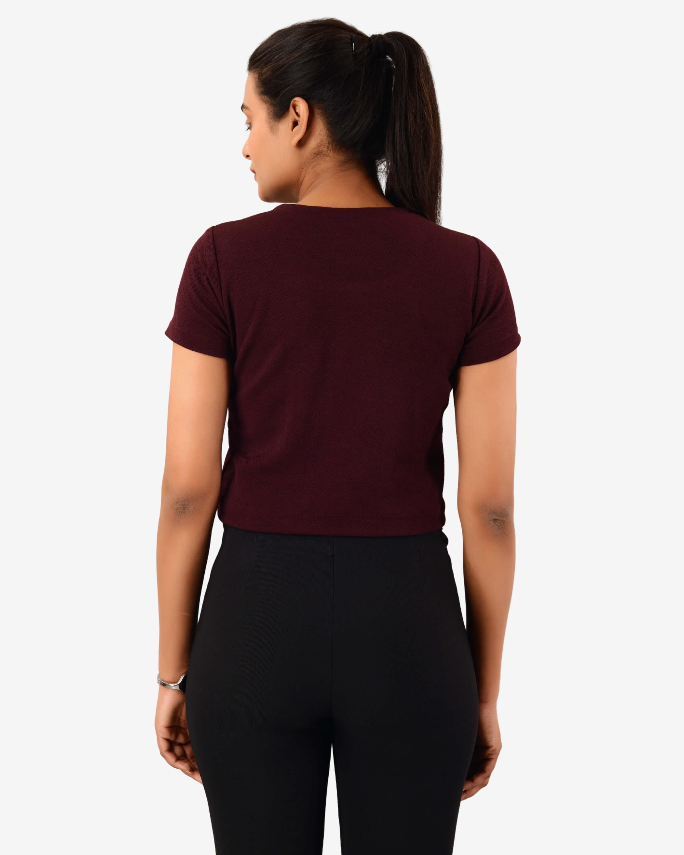 Burgundy Bliss Back Tie up Crop Top: Sip in Style